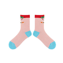 Women Cotton Crew Socks Wild Rose Kawaii Cute Casual