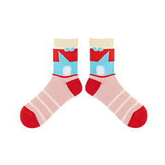 Women Cotton Crew Socks Wild Rose Kawaii Cute Casual