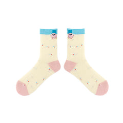 Women Cotton Crew Socks Wild Rose Kawaii Cute Casual