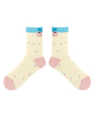 Women Cotton Crew Socks Wild Rose Kawaii Cute Casual