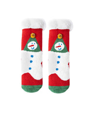 女款聖誕毛絨中筒襪子加厚保暖柔軟防滑拖鞋襪