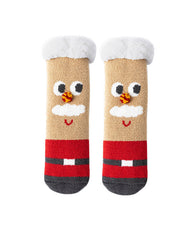 女款聖誕毛絨中筒襪子加厚保暖柔軟防滑拖鞋襪