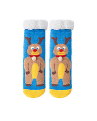 女款聖誕毛絨中筒襪子加厚保暖柔軟防滑拖鞋襪