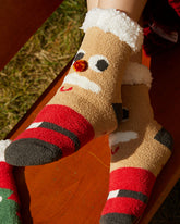 여성 크리스마스 퍼지 크루 양말 두껍고 따뜻한 부드러운 논슬립 슬리퍼 양말