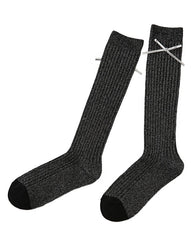 여성용 면 무릎 길이 양말 캐주얼 솔리드 리본 장식 트렌디하고 포근함