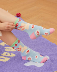 レディース クルー ソックス リトルモンスターシリーズ 厚手 暖かい ソフト コージー ソックス