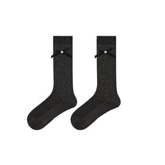 Women Creative Bow Scrunch Socks Ballet Style Cotton Seamless Socks