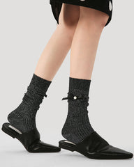 Women Creative Bow Scrunch Socks Ballet Style Cotton Seamless Socks