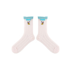 여성 크루 면 양말 귀엽고 편안하며 통기성이 뛰어난 캐주얼 트렌디