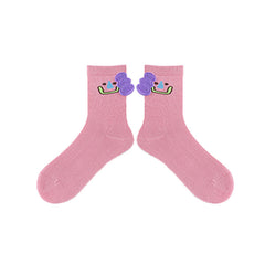 여성용 면 크루 양말 동물원 파티 카와이 귀여운 캐주얼