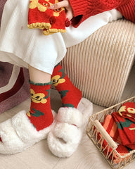 여성용 축제 신년용 포근한 크루 양말 따뜻하고 부드러운 복슬복슬한 편안한 마이크로화이버 양말