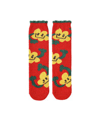 Women Festive New Year Fuzzy Crew Socks Warm Soft Fluffy Cozy