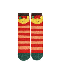 Women Festive New Year Fuzzy Crew Socks Warm Soft Fluffy Cozy