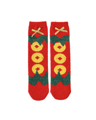 Women Festive New Year Fuzzy Crew Socks Warm Soft Fluffy Cozy