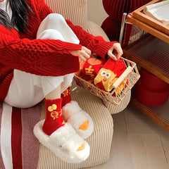 여성용 새해 퍼지 크루 양말 따뜻하고 부드러운 폭신폭신 포근한 마이크로화이버 양말