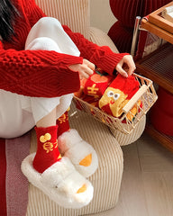 Women New Year Fuzzy Crew Socks Warm Soft Fluffy Cozy Microfiber