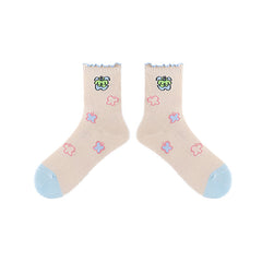 Women Cotton Crew Socks Moon Astronaut Cute Casual