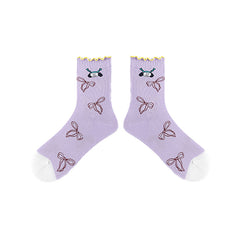 Women Cotton Crew Socks Moon Astronaut Cute Casual