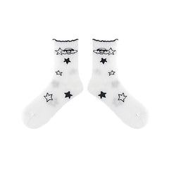 Women Cotton Crew Socks Moon Astronaut Cute Casual