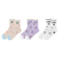 Women Cotton Crew Socks Moon Astronaut Cute Casual