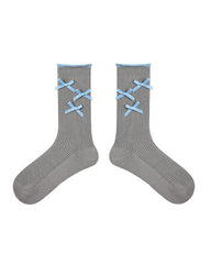 Women Ruffle Bow Sweet Ballet Style Seamless Crew Cotton Socks