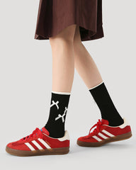 여성 러플 리본 스위트 발레 스타일 심리스 크루 면 양말