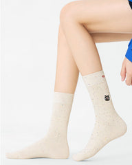 데일리 다용도 여성 양말 귀여운 동물 자수 면 크루 양말