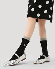 여성용 이중 레이어 러플 부드러운 면 무봉제 양말