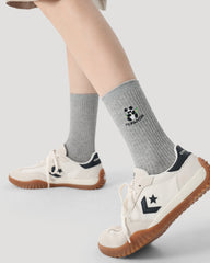 여성 자수 동물 면 크루 통기성 편안한 양말
