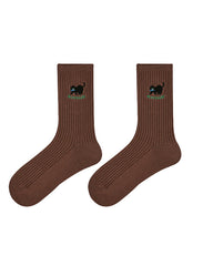 Women Embroidered Animal Cotton Crew Breathable Comfortable