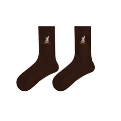 여성 자수 동물 면 크루 통기성 편안한 양말