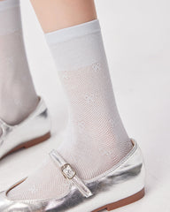 여성용 스위트 리본 프린트 루즈 삭스 크루 양말 통기성 메쉬 편안한 심리스