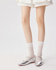 여성용 스위트 리본 프린트 루즈 삭스 크루 양말 통기성 메쉬 편안한 심리스