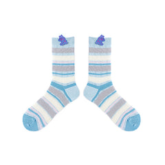 얇은 면 크루 여성 양말 부드럽고 귀여운 스트라이프 캐주얼 다용도