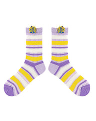 薄手コットン クルー レディース ソックス 柔らかい かわいい ストライプ カジュアル 多用途