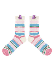 薄手コットン クルー レディース ソックス 柔らかい かわいい ストライプ カジュアル 多用途