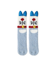 여성용 캐릭터 퍼지 크루 양말 귀여운, 따뜻하고 부드럽고 포근한 도톰한