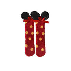 여성용 만화 캐릭터 퍼지 크루 양말 귀엽고 따뜻하며 부드럽고 포근한 두꺼운 양말