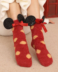 Women Cartoon Fuzzy Crew Socks Cute Warm Soft Cozy Thick