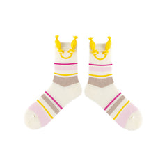 3-팩 Keep Smiling 여성용 면 크루 양말 귀여운 캐주얼