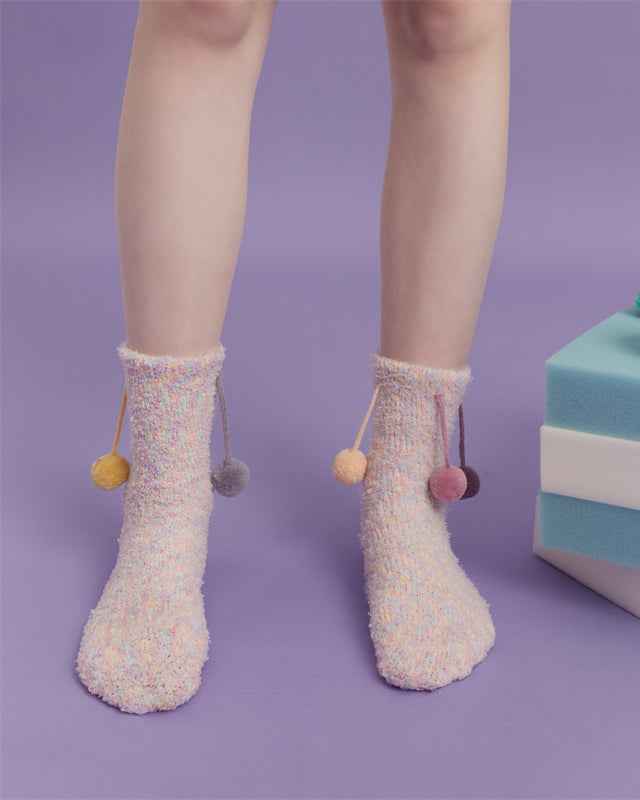 Sweetnana Cozy Women’s Crew Socks, Cute and Non-Slip Fuzzy Socks from the Fantasy Starry Sky Series, Thickened for Winter Comfort
