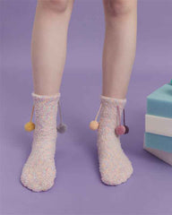 Sweetnana Cozy Women’s Crew Socks, Cute and Non-Slip Fuzzy Socks from the Fantasy Starry Sky Series, Thickened for Winter Comfort