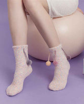 Sweetnana Cozy Women’s Crew Socks, Cute and Non-Slip Fuzzy Socks from the Fantasy Starry Sky Series, Thickened for Winter Comfort