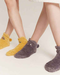 Sweetnana 3-Pack Cozy Ankle Socks for Women, Animal World Series, Non-Slip, Super Soft Fuzzy Lounge Wear Slipper Socks, Thickened Winter Stockings