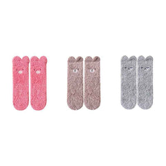 Sweetnana 3-Pack Cozy Ankle Socks for Women, Animal World Series, Non-Slip, Super Soft Fuzzy Lounge Wear Slipper Socks, Thickened Winter Stockings