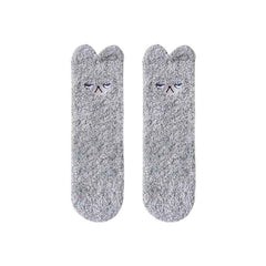 Sweetnana Cute Cozy Fuzzy Ankle Socks for Women, Animal World Series, Non-Slip, Super Soft and Thickened Winter Stockings for All-Day Comfort