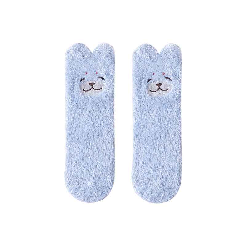 Sweetnana Cute Cozy Fuzzy Ankle Socks for Women, Animal World Series, Non-Slip, Super Soft and Thickened Winter Stockings for All-Day Comfort