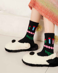 Sweetnana 3-Pack Cozy Crew Socks for Women - Birthday Party Series Cute & Colorful Fuzzy Socks - Perfect for Lounge Wear, Winter Stockings & Fun Occasions