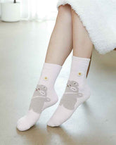Sweetnana Women&Kid Cozy Crew Socks – Cute Cartoon Animals Series, Thickened and Fuzzy Tube Socks for Winter