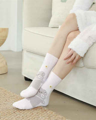 Sweetnana 3-Pack Women’s Cozy Crew Socks – Fuzzy Winter Tube Socks with Cute Cartoon Animals, Perfect for Lounge Wear and Warmth